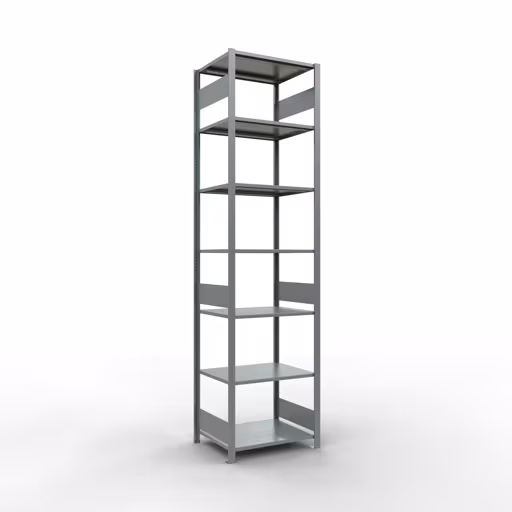 Grundregal, Fachbodenregal Stecksystem MULTIplus150, 3000 x 750 x 600 mm (HxBxT), 7 Fachböden, Längenriegel, verzinkt aus der Kategorie Grundregal mit der Artikelnummer 12762-75-LR