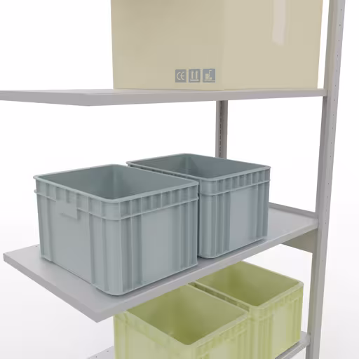 Anbauregal, Fachbodenregal Stecksystem MULTIplus85, 2500 x 1000 x 500 mm (HxBxT), 6 Fachböden, Längenriegel, RAL 7035 lichtgrau von Schulte Lagertechnik aus der Kategorie Stecksystem