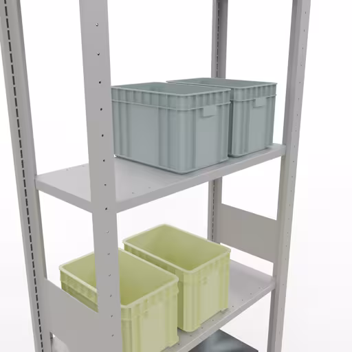 Grundregal, Fachbodenregal Stecksystem MULTIplus150, 3000 x 750 x 300 mm (HxBxT), 7 Fachböden, Längenriegel, RAL 7035 lichtgrau von der Marke Schulte Lagertechnik aus der Produktreihe Stecksystem