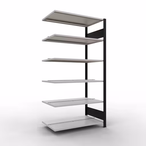 Anbauregal, Büro-Fachbodenregal Stecksystem MULTIplus150, 2000 x 1000 x 600 mm (HxBxT), 6 Fachböden, Längenriegel, mit Mittelanschlag, schwarz/lichtgrau von der Marke Schulte Lagertechnik Anbauregal, Büro-Fachbodenregal Stecksystem MULTIplus150, 2000 x 1000 x 600 mm (HxBxT), 6 Fachböden, Längenriegel, mit Mittelanschlag, schwarz/lichtgrau aus der Kategorie Stecksystem mit der Artikelnummer 36046-S