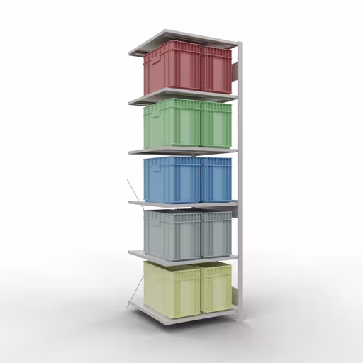 Anbauregal, Fachbodenregal Stecksystem MULTIplus150, 2500 x 750 x 800 mm (HxBxT), 6 Fachböden, Kreuzstrebe, RAL 7035 lichtgrau von Schulte Lagertechnik aus der Kategorie Stecksystem