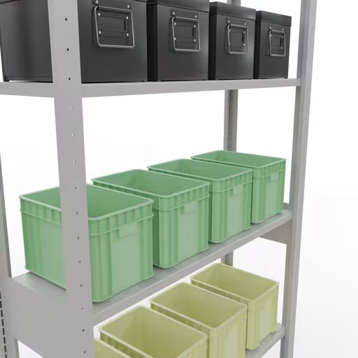 Grundregal, Fachbodenregal Stecksystem MULTIplus150, 2500 x 1000 x 300 mm (HxBxT), 6 Fachböden, Längenriegel, RAL 7035 lichtgrau aus der Kategorie Grundregal mit der GTIN 4004514292575 Grundregal, Fachbodenregal Stecksystem MULTIplus150, 2500 x 1000 x 300 mm (HxBxT), 6 Fachböden, Längenriegel, RAL 7035 lichtgrau von der Marke Schulte Lagertechnik aus der Produktreihe Stecksystem