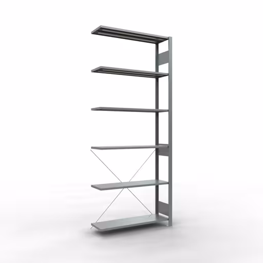Anbauregal, Fachbodenregal Stecksystem MULTIplus85, 2500 x 1000 x 300 mm (HxBxT), 6 Fachböden, Kreuzstrebe, verzinkt aus der Kategorie Anbauregal mit der Artikelnummer 13136