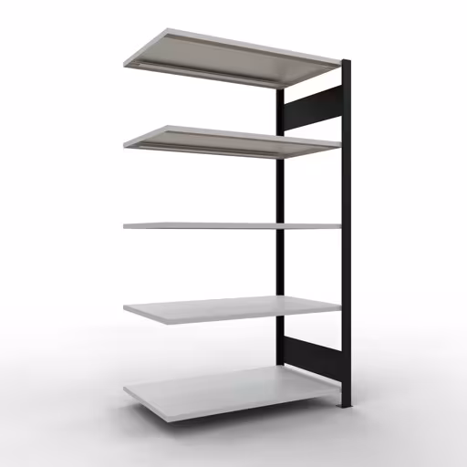 Anbauregal, Büro-Fachbodenregal Stecksystem MULTIplus150, 1800 x 1000 x 600 mm (HxBxT), 5 Fachböden, Längenriegel, ohne Mittelanschlag, schwarz/lichtgrau von der Marke Schulte Lagertechnik Anbauregal, Büro-Fachbodenregal Stecksystem MULTIplus150, 1800 x 1000 x 600 mm (HxBxT), 5 Fachböden, Längenriegel, ohne Mittelanschlag, schwarz/lichtgrau aus der Kategorie Stecksystem mit der Artikelnummer 36058-S