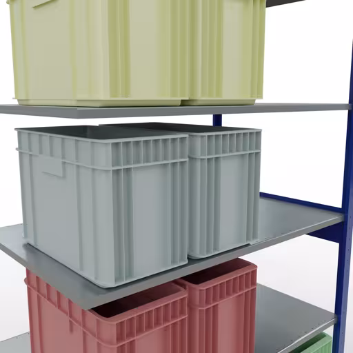 Produktbild Nr.14 des Artikels Anbauregal, Fachbodenregal Stecksystem MULTIplus150, 2500 x 1300 x 800 mm (HxBxT), 6 Fachböden, Kreuzstrebe, RAL 5010 enzianblau/verzinkt aus der Produktreihe Stecksystem von der Marke Schulte Lagertechnik