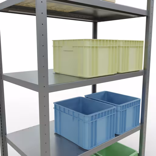 Grundregal, Fachbodenregal Stecksystem MULTIplus250, 2000 x 1000 x 600 mm (HxBxT), 5 Fachböden, Längenriegel, verzinkt von der Marke Schulte Lagertechnik aus der Produktreihe Stecksystem