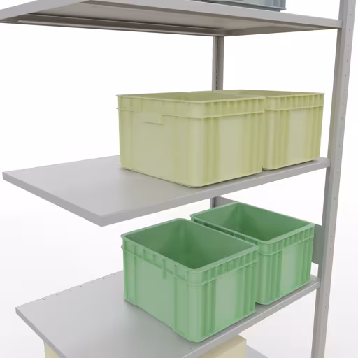 Anbauregal, Fachbodenregal Stecksystem MULTIplus150, 3000 x 1000 x 600 mm (HxBxT), 7 Fachböden, Längenriegel, RAL 7035 lichtgrau von der Marke Schulte Lagertechnik aus der Produktreihe Stecksystem