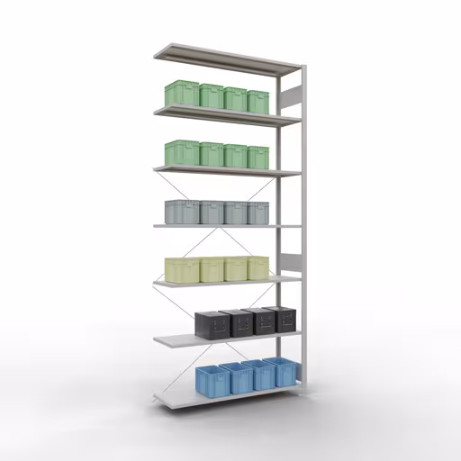 Produktbild Nr.14 des Artikels Stecksystem Anbauregal 3000x1300x400 mm, Typ 150 kg, lichtgrau aus der Produktreihe Stecksystem von der Marke Schulte Lagertechnik