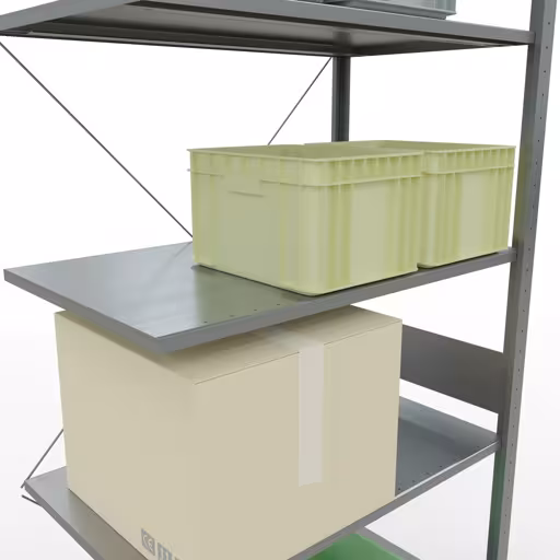 Zusatzbild des Artikels Anbauregal, Fachbodenregal Stecksystem MULTIplus150, 3000 x 1000 x 600 mm (HxBxT), 7 Fachböden, Kreuzstrebe, verzinkt aus Anbauregal