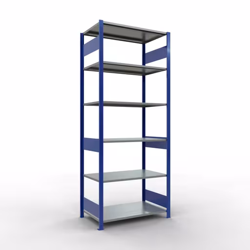 Grundregal, Fachbodenregal Stecksystem MULTIplus85, 2500 x 1000 x 600 mm (HxBxT), 6 Fachböden, Längenriegel, RAL 5010 enzianblau aus der Kategorie Grundregal mit der Artikelnummer 13161-LR-B
