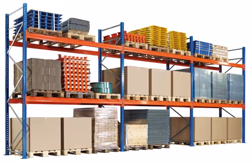 Produktbild Nr 17 des Artikels Palettenregal 3 Felder á 2700 mm - 3000x1100mm,HxT,12 Holme (2400kg) Abbildung Nr 17 des Artikels Palettenregal 3 Felder á 2700 mm - 3000x1100mm,HxT,12 Holme (2400kg) aus der Produktgruppe Palettenregale von der Marke Schulte Lagertechnik