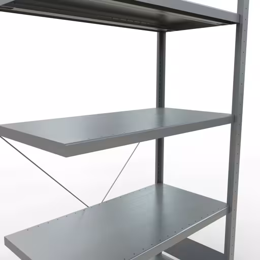 Abbildung Nr 9 des Artikels Anbauregal, Fachbodenregal Stecksystem MULTIplus330, 2000 x 1000 x 500 mm (HxBxT), 5 Fachböden, Kreuzstrebe, verzinkt aus der Produktgruppe Stecksystem von der Marke Schulte Lagertechnik