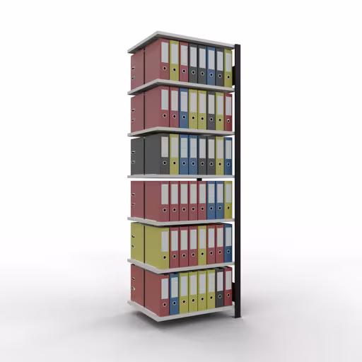 Produktbild Nr 13 des Artikels Anbauregal, Büro-Fachbodenregal Stecksystem MULTIplus150, 2300 x 750 x 600 mm (HxBxT), 7 Fachböden, Längenriegel, ohne Mittelanschlag, schwarz/lichtgrau Abbildung Nr 13 des Artikels Anbauregal, Büro-Fachbodenregal Stecksystem MULTIplus150, 2300 x 750 x 600 mm (HxBxT), 7 Fachböden, Längenriegel, ohne Mittelanschlag, schwarz/lichtgrau aus der Produktgruppe Büroregale von der Marke Schulte Lagertechnik