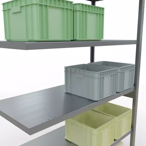 Abbildung Nr 12 des Artikels Anbauregal, Fachbodenregal Stecksystem MULTIplus250, 2500 x 1300 x 600 mm (HxBxT), 6 Fachböden, Längenriegel, verzinkt aus der Produktgruppe Stecksystem von der Marke Schulte Lagertechnik