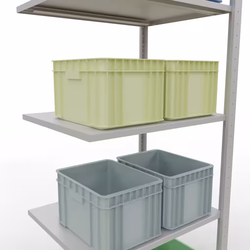 Anbauregal, Fachbodenregal Stecksystem MULTIplus150, 2000 x 750 x 600 mm (HxBxT), 5 Fachböden, Längenriegel, RAL 7035 lichtgrau von Schulte Lagertechnik mit der Artikelnr. 32665-75-LR