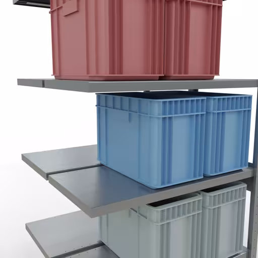 Anbauregal, Doppelregal, Fachbodenregal Stecksystem MULTIplus250, 2500 x 1000 x (2x500) mm (HxBxT), 2x6 Fachböden, Längenriegel, verzinkt von Schulte Lagertechnik aus der Kategorie Fachbodenregale