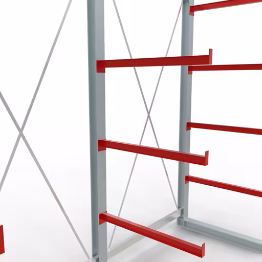 Abbildung Nr 10 des Artikels K 6000 Komplettregal, einseitig, 3000 x 3000 x 1000 mm, RAL 7001 / RAL 3000, 5 Lagerebenen aus der Produktgruppe Kragarmregale von der Marke Schulte Lagertechnik