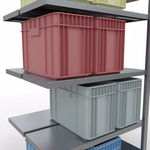Produktbild Nr.12 des Artikels Anbauregal, Doppelregal, Fachbodenregal Stecksystem MULTIplus250, 2000 x 1000 x (2x400) mm (HxBxT), 2x5 Fachböden, Längenriegel, verzinkt aus der Produktreihe Fachbodenregale von der Marke Schulte Lagertechnik