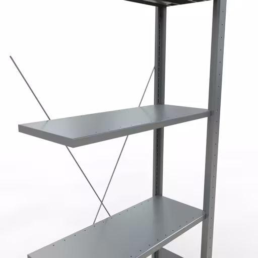 Zusatzbild des Artikels Anbauregal, Fachbodenregal Stecksystem MULTIplus150, 2000 x 750 x 300 mm (HxBxT), 5 Fachböden, Kreuzstrebe, verzinkt aus Anbauregal