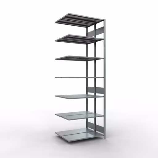 Anbauregal, Doppelregal, Fachbodenregal Stecksystem MULTIplus150, 3000 x 1000 x (2x400) mm (HxBxT), 2x7 Fachböden, Längenriegel, verzinkt aus der Kategorie Doppelregale mit der Artikelnummer 17847