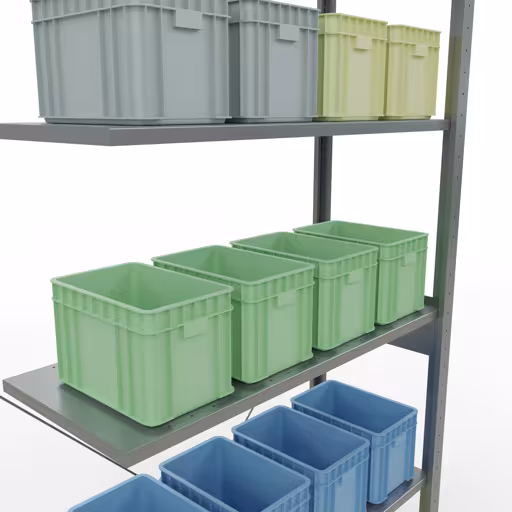 Produktbild Nr 12 des Artikels Anbauregal, Fachbodenregal Stecksystem MULTIplus150, 2500 x 1000 x 400 mm (HxBxT), 6 Fachböden, Kreuzstrebe, verzinkt Abbildung Nr 12 des Artikels Anbauregal, Fachbodenregal Stecksystem MULTIplus150, 2500 x 1000 x 400 mm (HxBxT), 6 Fachböden, Kreuzstrebe, verzinkt aus der Produktgruppe Stecksystem von der Marke Schulte Lagertechnik