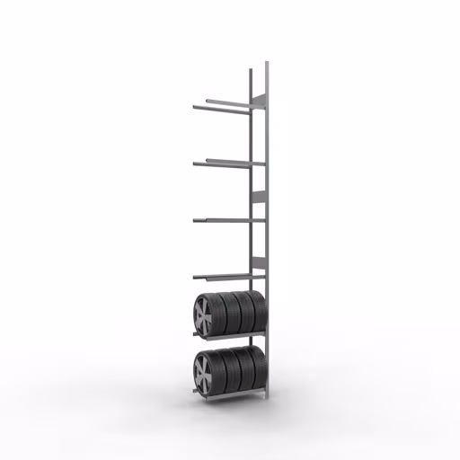 Produktbild Nr 10 des Artikels Anbauregal, Räder-/Reifenregal, 4500 x 900 x 400 mm, verzinkt, 6 Lagerebenen á 150 kg Fachlast pro Ebene Abbildung Nr 10 des Artikels Anbauregal, Räder-/Reifenregal, 4500 x 900 x 400 mm, verzinkt, 6 Lagerebenen á 150 kg Fachlast pro Ebene aus der Produktgruppe Fachbodenregale von der Marke Schulte Lagertechnik