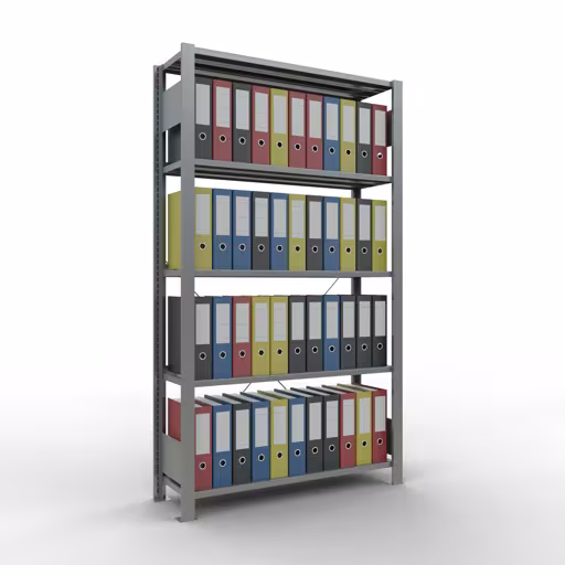 Produktbild Nr 10 des Artikels Grundregal, Büro-Fachbodenregal Stecksystem MULTIplus85, 1800 x 1000 x 300 mm (HxBxT), 5 Fachböden, Kreuzstrebe, verzinkt, mit Anschlagleiste Abbildung Nr 10 des Artikels Grundregal, Büro-Fachbodenregal Stecksystem MULTIplus85, 1800 x 1000 x 300 mm (HxBxT), 5 Fachböden, Kreuzstrebe, verzinkt, mit Anschlagleiste aus der Produktgruppe Büroregale von der Marke Schulte Lagertechnik