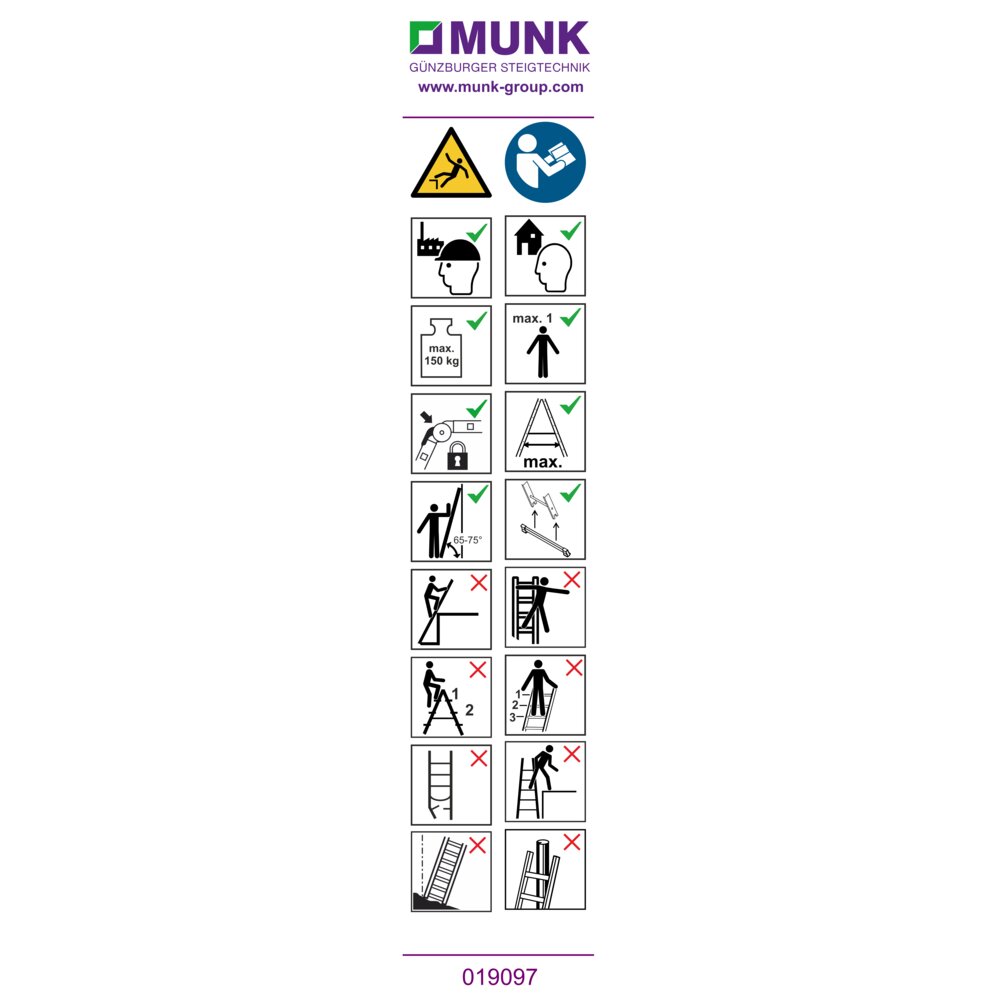 Munk Hinweis-Aufkleber für Teleskopleiter mit zwei Quertraversen Aufkleber 19097 von Günzburger Steigtechnik Munk Hinweis-Aufkleber für Teleskopleiter mit zwei Quertraversen Aufkleber 19097 aus der Kategorie Teleskopleitern mit der Artikelnr. 019165