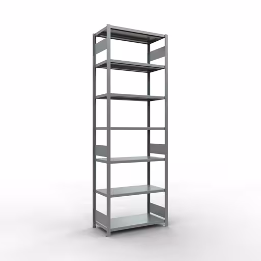 Grundregal, Fachbodenregal Stecksystem MULTIplus330, 3000 x 1000 x 500 mm (HxBxT), 7 Fachböden, Längenriegel, verzinkt aus der Kategorie Grundregal mit der Artikelnummer 13952-LR