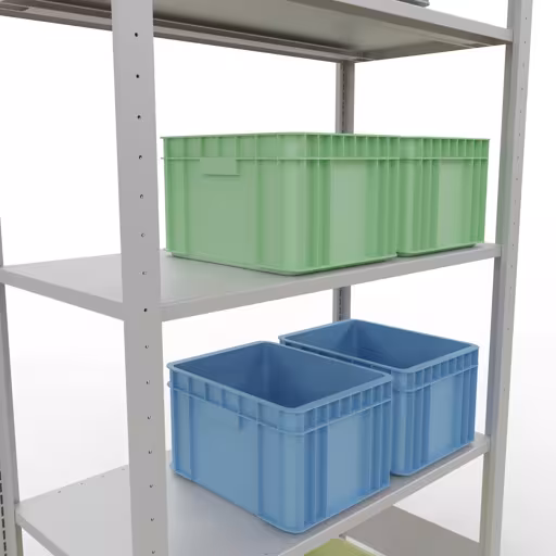 Produktbild Nr.7 des Artikels Grundregal, Fachbodenregal Stecksystem MULTIplus150, 2000 x 1000 x 500 mm (HxBxT), 5 Fachböden, Längenriegel, RAL 7035 lichtgrau aus der Produktreihe Stecksystem von der Marke Schulte Lagertechnik