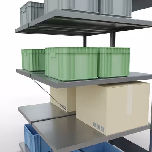 Produktbild Nr.8 des Artikels Anbauregal, Doppelregal, Fachbodenregal Stecksystem MULTIplus250, 2000 x 1000 x (2x600) mm (HxBxT), 2x5 Fachböden, Kreuzstrebe, verzinkt aus der Produktreihe Fachbodenregale von der Marke Schulte Lagertechnik