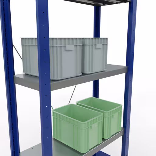 Grundregal, Fachbodenregal Stecksystem MULTIplus250, 2000 x 750 x 300 mm (HxBxT), 5 Fachböden, Kreuzstrebe, RAL 5010 enzianblau/verzinkt/verzinkt von der Marke Schulte Lagertechnik aus der Produktreihe Stecksystem
