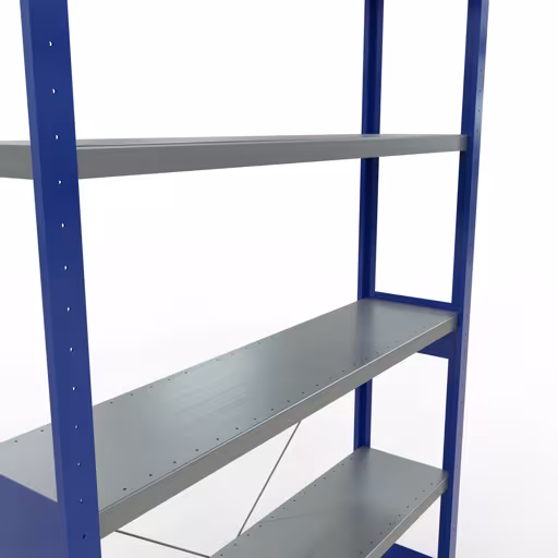 Abbildung Nr 12 des Artikels Grundregal, Fachbodenregal Stecksystem MULTIplus250, 2500 x 1300 x 300 mm (HxBxT), 6 Fachböden, Kreuzstrebe, RAL 5010 enzianblau/verzinkt aus der Produktgruppe Stecksystem von der Marke Schulte Lagertechnik