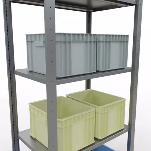 Produktbild Nr.7 des Artikels Grundregal, Fachbodenregal Stecksystem MULTIplus150, 2000 x 750 x 500 mm (HxBxT), 5 Fachböden, Längenriegel, verzinkt aus der Produktreihe Stecksystem von der Marke Schulte Lagertechnik