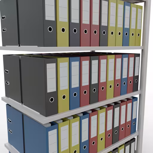 Abbildung Nr 7 des Artikels Anbauregal, Büro-Fachbodenregal Stecksystem MULTIplus150, 2000 x 1000 x 600 mm (HxBxT), 6 Fachböden, Längenriegel, ohne Mittelanschlag, lichtgrau aus der Produktgruppe Büroregale von der Marke Schulte Lagertechnik