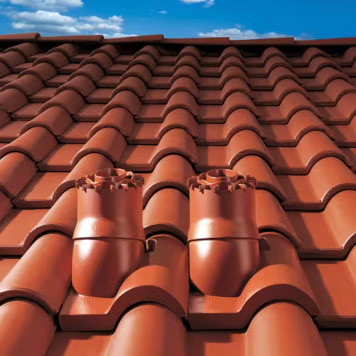 Venduct Be-/Entlüfterrohr kurz DN 110 mit Wetterkappe, Wellengitter von der Marke Klöber aus der Kategorie Steildachdurchgänge