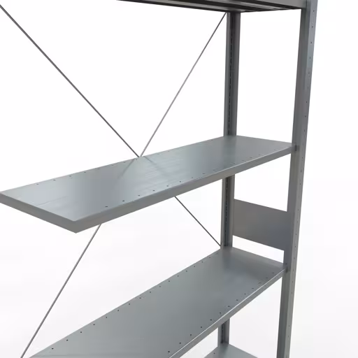 Anbauregal, Fachbodenregal Stecksystem MULTIplus150, 3000 x 1000 x 300 mm (HxBxT), 7 Fachböden, Kreuzstrebe, verzinkt von Schulte Lagertechnik aus der Kategorie Stecksystem
