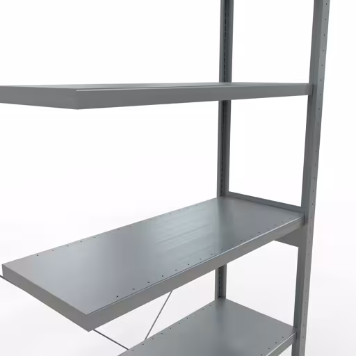 Produktbild Nr.7 des Artikels Anbauregal, Fachbodenregal Stecksystem MULTIplus250, 2500 x 1000 x 400 mm (HxBxT), 6 Fachböden, Kreuzstrebe, verzinkt aus der Produktreihe Stecksystem von der Marke Schulte Lagertechnik