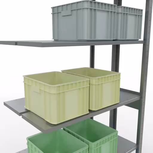 Abbildung Nr 13 des Artikels Anbauregal, Doppelregal, Fachbodenregal Stecksystem MULTIplus150, 2500 x 1000 x (2x300) mm (HxBxT), 2x6 Fachböden, Längenriegel, verzinkt aus der Produktgruppe Fachbodenregale von der Marke Schulte Lagertechnik
