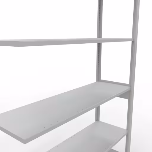 Zusatzbild des Artikels Anbauregal, Fachbodenregal Stecksystem MULTIplus150, 2500 x 1300 x 400 mm (HxBxT), 6 Fachböden, Längenriegel, RAL 7035 lichtgrau aus Anbauregal
