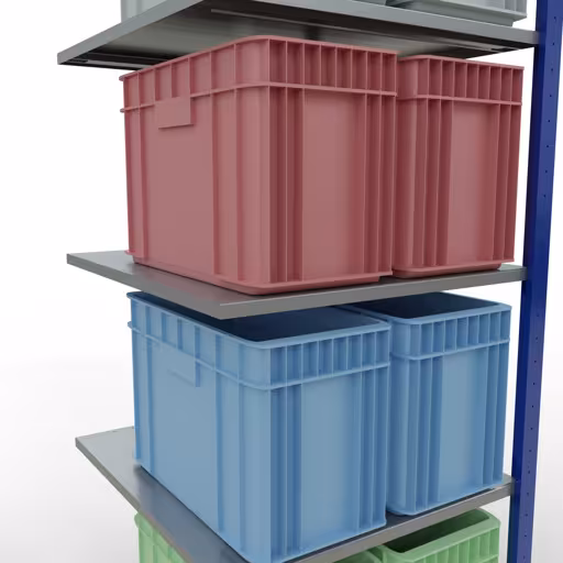 Zusatzbild des Artikels Anbauregal, Fachbodenregal Stecksystem MULTIplus150, 2000 x 750 x 800 mm (HxBxT), 5 Fachböden, Längenriegel, RAL 5010 enzianblau/verzinkt/verzinkt aus Anbauregal