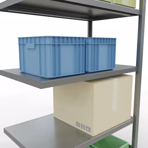 Abbildung Nr 11 des Artikels Anbauregal, Fachbodenregal Stecksystem MULTIplus330, 2000 x 1000 x 600 mm (HxBxT), 5 Fachböden, Längenriegel, verzinkt aus der Produktgruppe Stecksystem von der Marke Schulte Lagertechnik