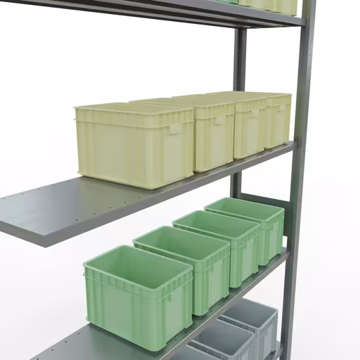 Anbauregal, Fachbodenregal Stecksystem MULTIplus150, 3000 x 1300 x 300 mm (HxBxT), 7 Fachböden, Längenriegel, verzinkt von Schulte Lagertechnik mit der Artikelnr. 12737-130-LR