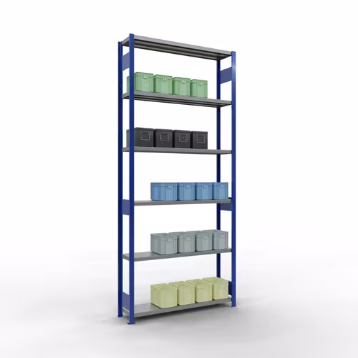 Abbildung Nr 12 des Artikels Grundregal, Fachbodenregal Stecksystem MULTIplus250, 3000 x 1300 x 300 mm (HxBxT), 7 Fachböden, Längenriegel, RAL 5010 enzianblau/verzinkt aus der Produktgruppe Stecksystem von der Marke Schulte Lagertechnik