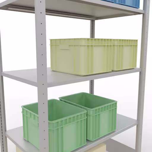 Grundregal, Fachbodenregal Stecksystem MULTIplus85, 2000 x 1000 x 600 mm (HxBxT), 5 Fachböden, Längenriegel, RAL 7035 lichtgrau von Schulte Lagertechnik aus der Kategorie Stecksystem