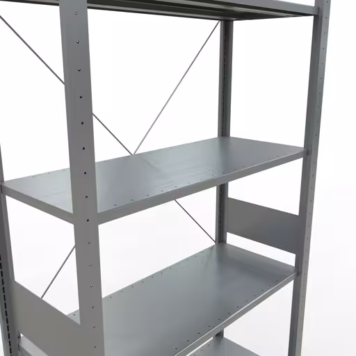Abbildung Nr 9 des Artikels Grundregal, Fachbodenregal Stecksystem MULTIplus85, 3000 x 1000 x 400 mm (HxBxT), 7 Fachböden, Kreuzstrebe, verzinkt aus der Produktgruppe Stecksystem von der Marke Schulte Lagertechnik