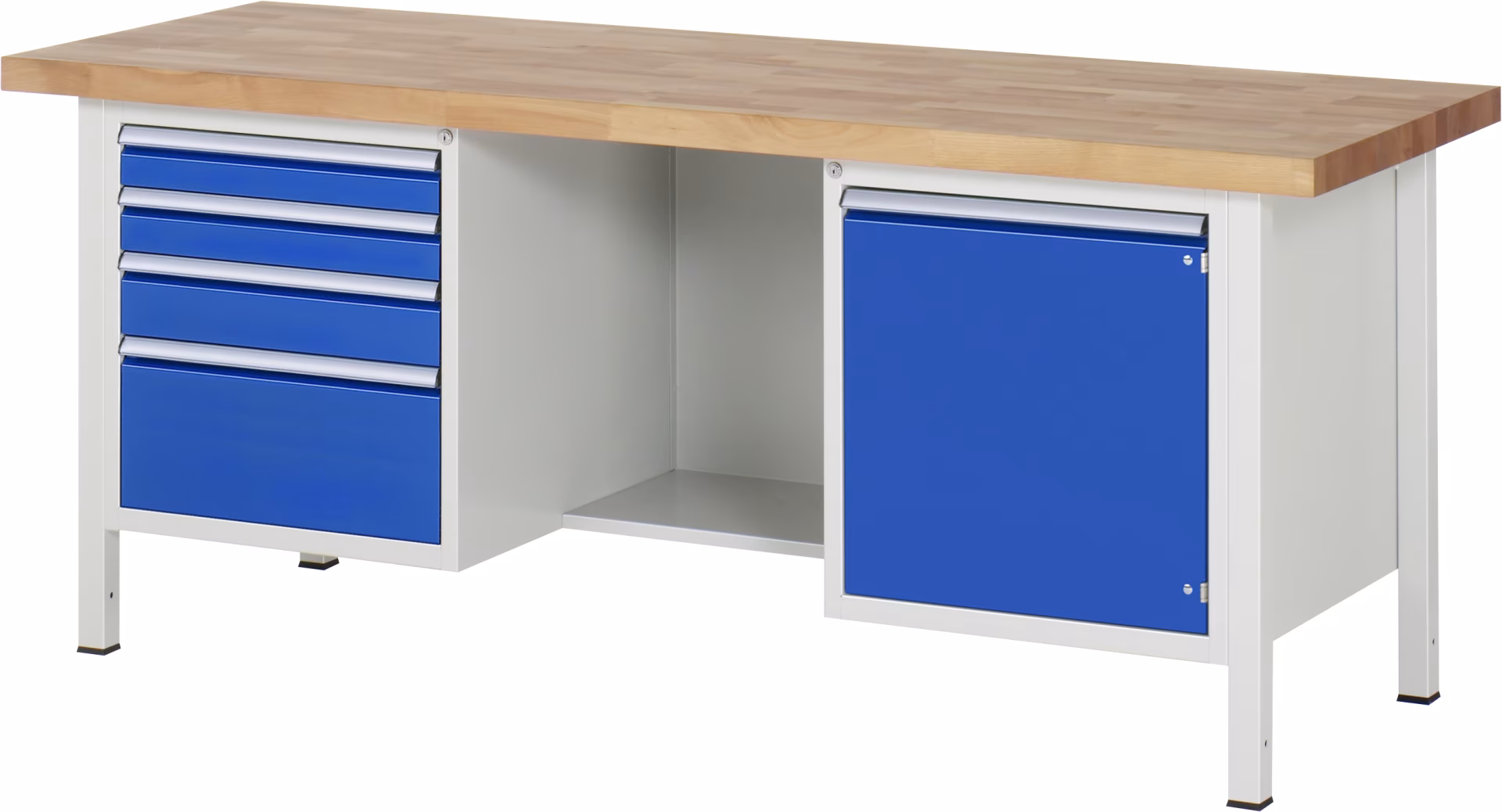 Werkbank höhenverstellbar 8553A2, B2000xT700xH840-1040mm, 4xSchublade-Teilauszug, 1xTür aus der Kategorie Werkbänke mit der Artikelnr. 03-8553A2-207B4H,11