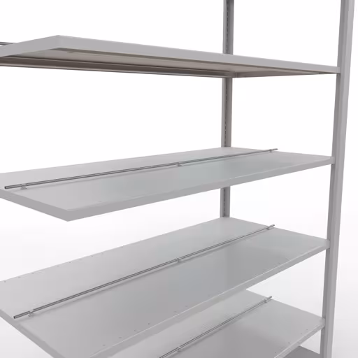 Abbildung Nr 11 des Artikels Anbauregal, Büro-Fachbodenregal Stecksystem MULTIplus150, 2300 x 1300 x 600 mm (HxBxT), 7 Fachböden, Längenriegel, mit Mittelanschlag, lichtgrau aus der Produktgruppe Büroregale von der Marke Schulte Lagertechnik