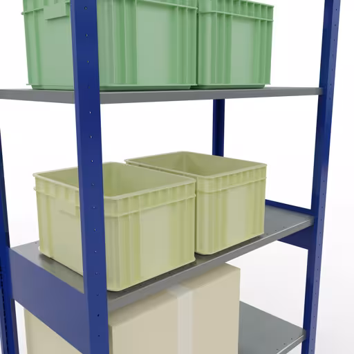 Abbildung Nr 11 des Artikels Grundregal, Fachbodenregal Stecksystem MULTIplus85, 2500 x 1000 x 500 mm (HxBxT), 6 Fachböden, Längenriegel, RAL 5010 enzianblau aus der Produktgruppe Stecksystem von der Marke Schulte Lagertechnik