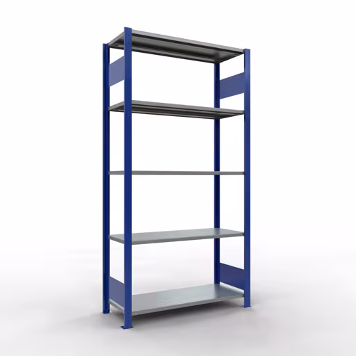 Abbildung Nr 15 des Artikels Grundregal, Fachbodenregal Stecksystem MULTIplus85, 2000 x 1000 x 400 mm (HxBxT), 5 Fachböden, Längenriegel, RAL 5010 enzianblau aus der Produktgruppe Stecksystem von der Marke Schulte Lagertechnik